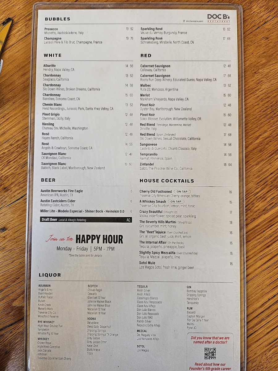 Menu Doc B's Restaurant-7
