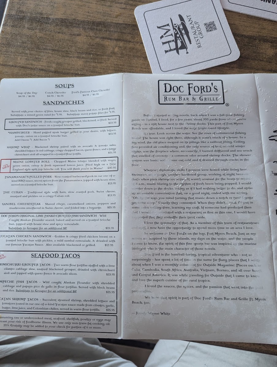 Menu Doc Ford's Rum Bar & Grille - Ft. Myers Beach-8