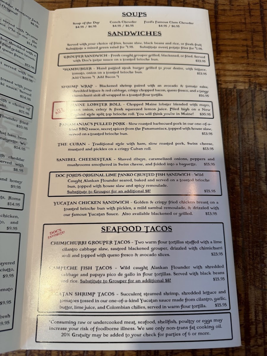 Menu Doc Ford's Rum Bar & Grille-10