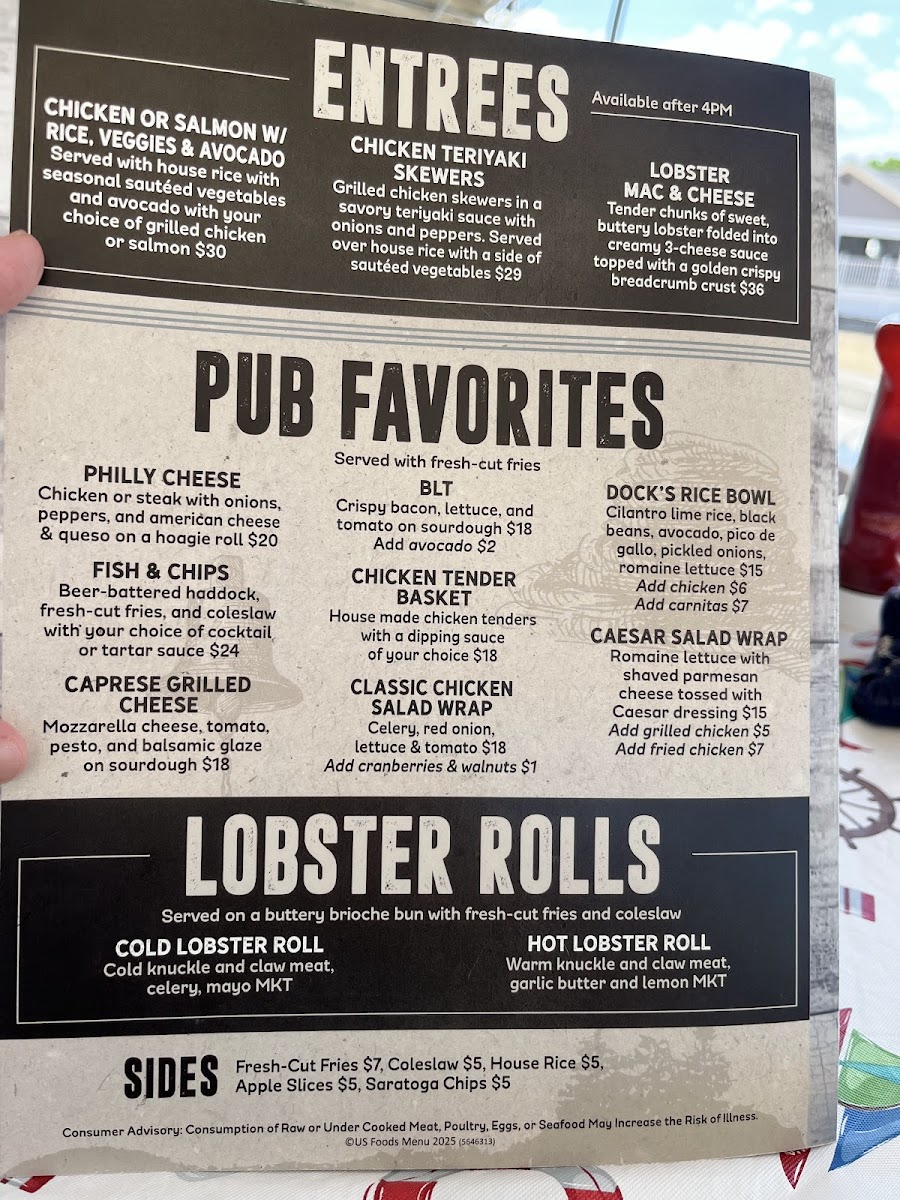 Menu Dock Brown's On Saratoga Lake-3