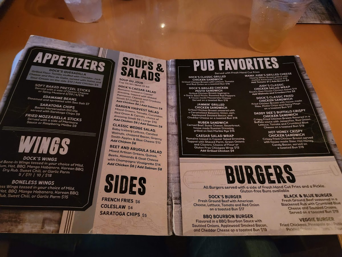 Menu Dock Brown's On Saratoga Lake-7