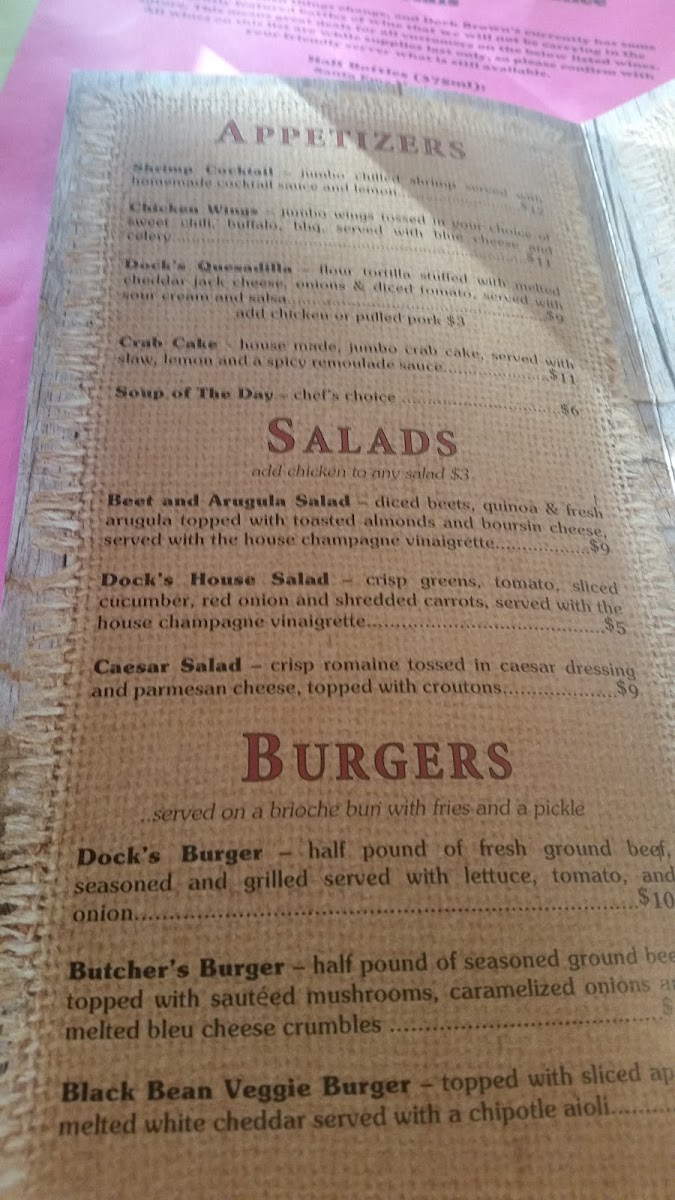 Menu Dock Brown's On Saratoga Lake-9