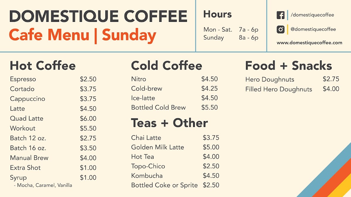 Menu Domestique Coffee - Satellite (Avondale)-2