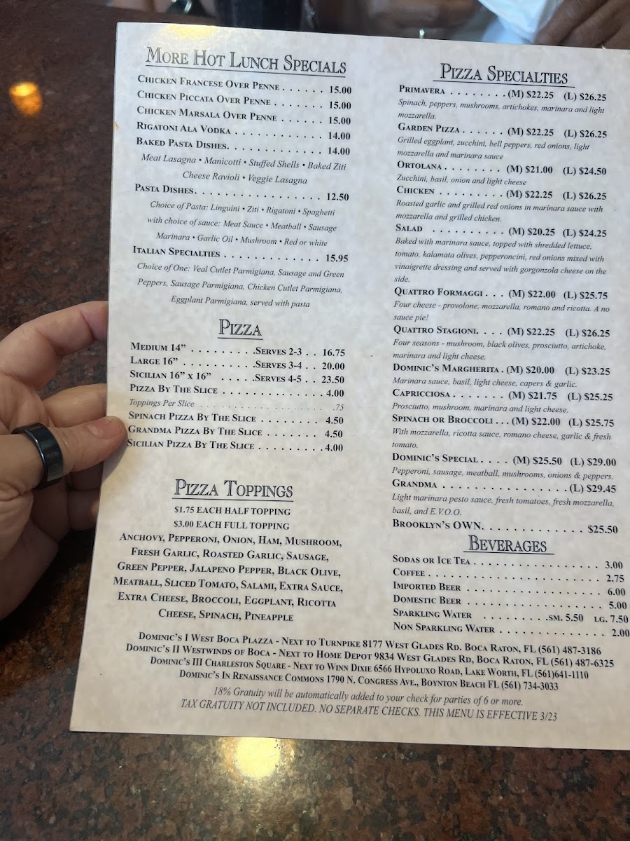 Menu Dominic's I Pizza And Pasta-1