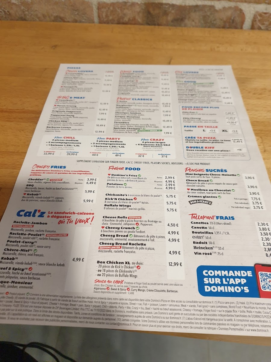 Menu Domino's Lorient Université-2