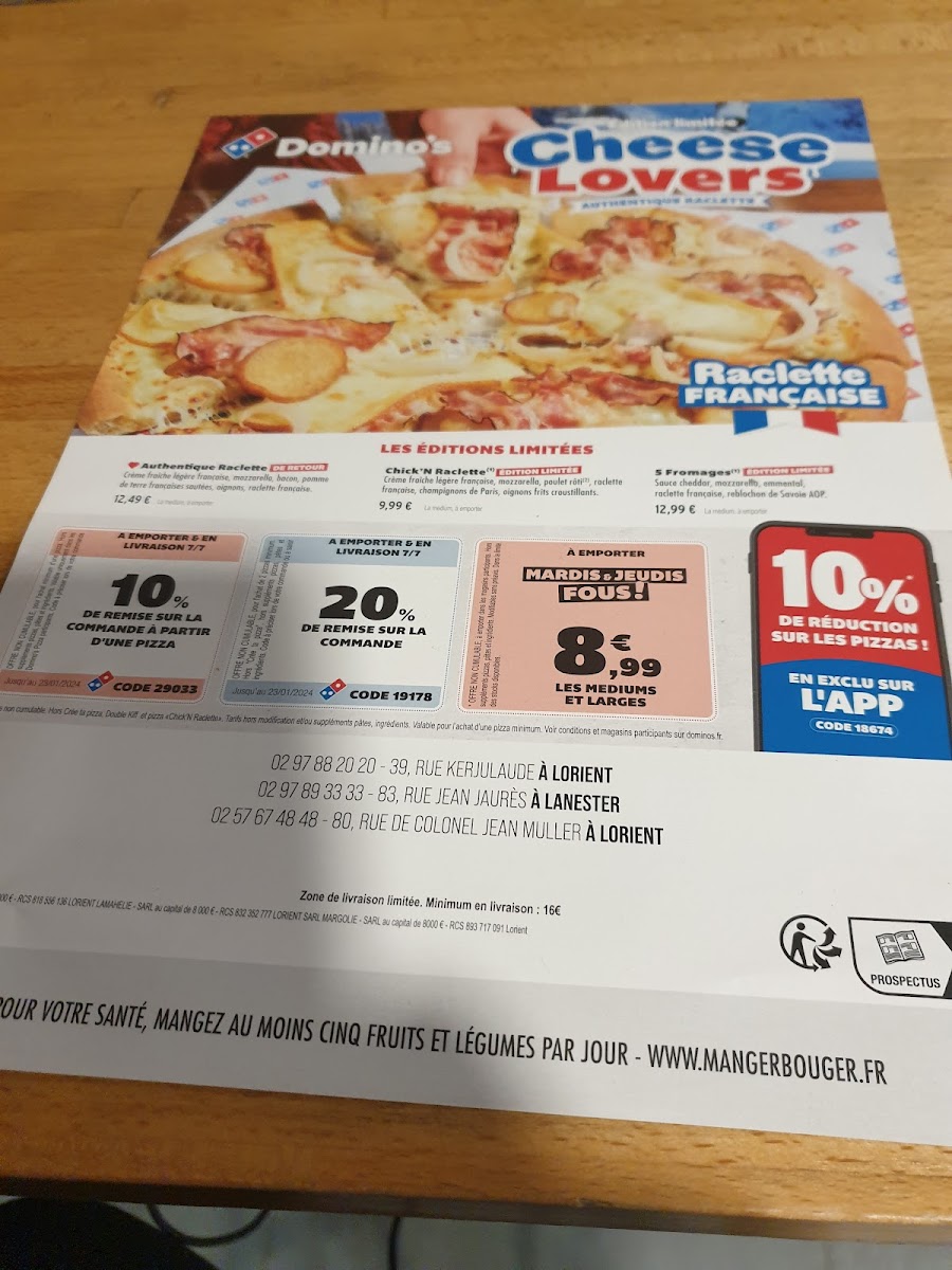 Menu Domino's Lorient Université-3