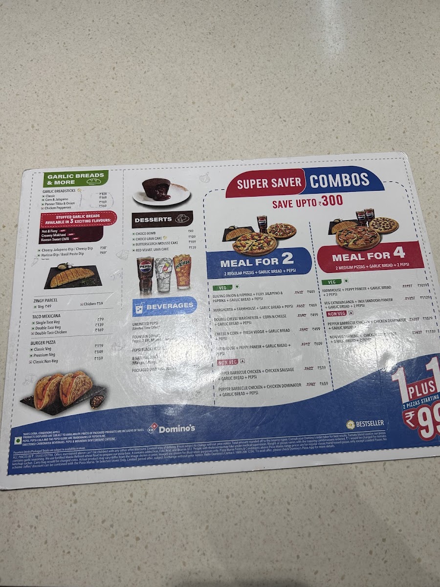 Menu Domino's Pizza | Jail Road, New Delhi-1