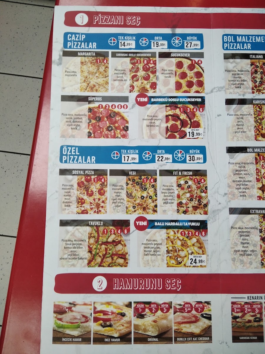Menu Domino's Pizza Çanakkale-1
