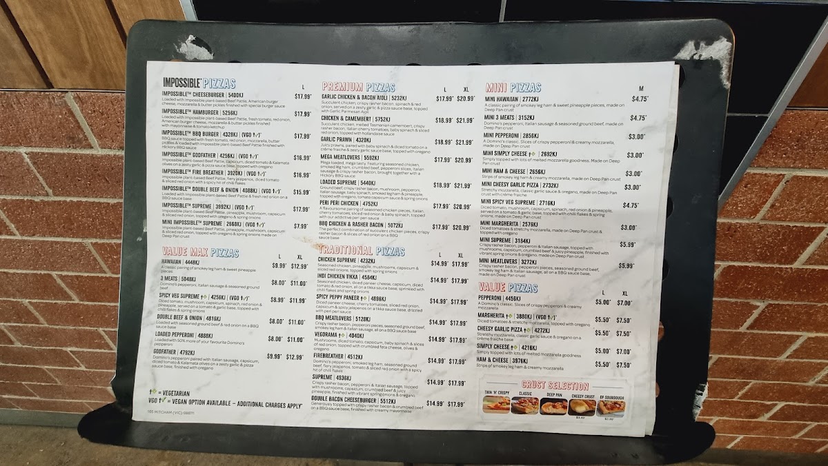 Menu Domino's Pizza Mitcham-1