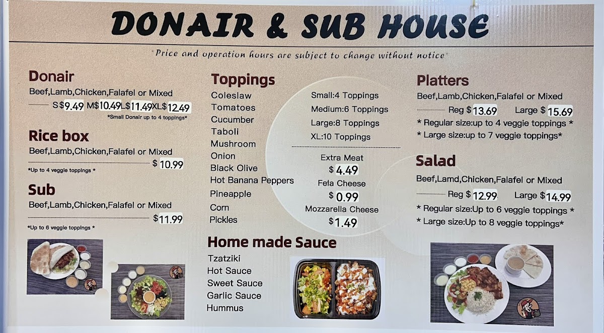 Menu Donair & Sub House - Burnaby-1