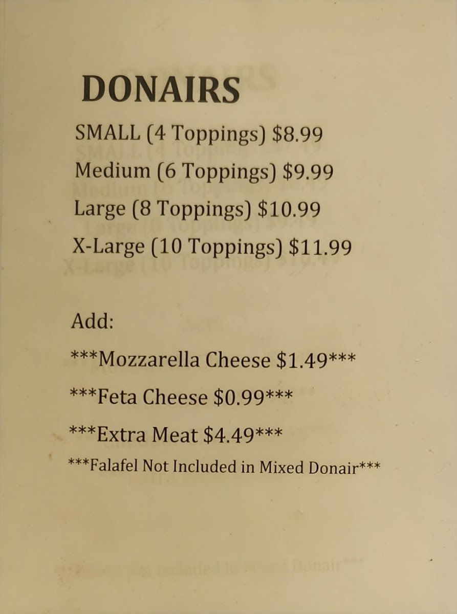 Menu Donair & Sub House - Burnaby-4