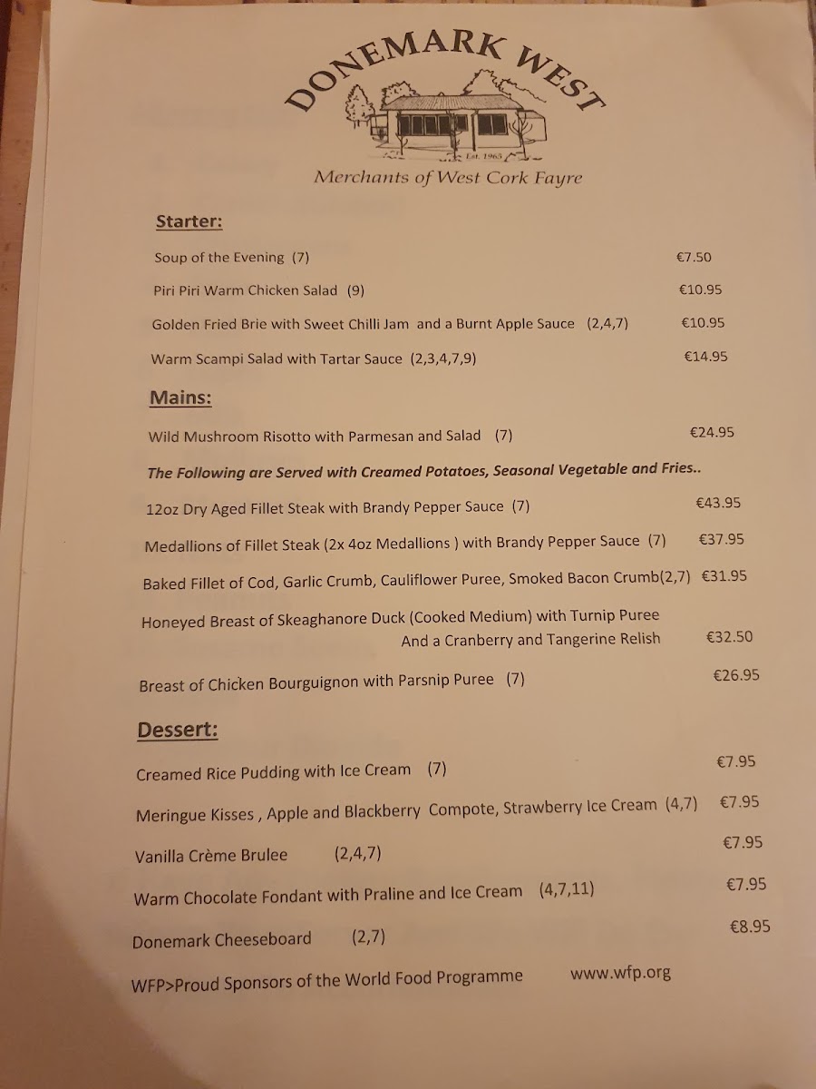 Menu Donemark West-1