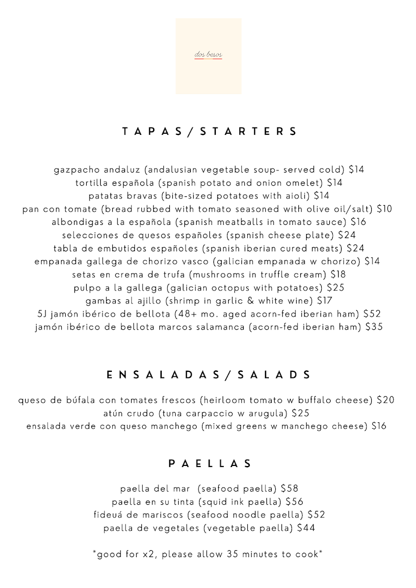 Menu Dos Besos-1