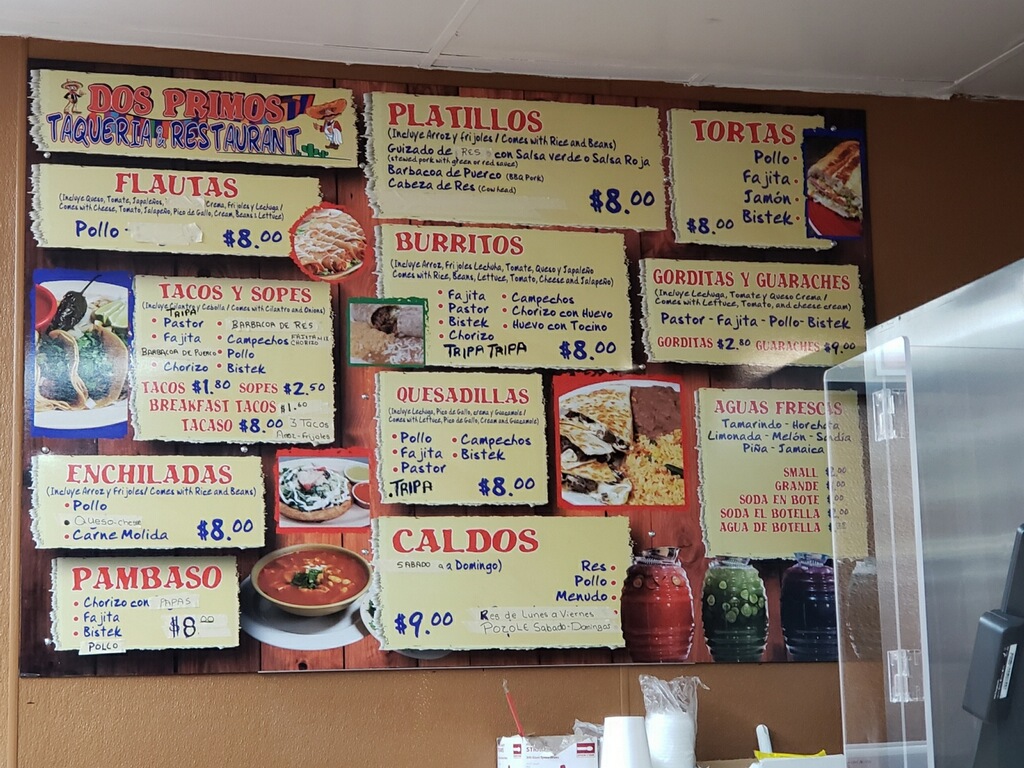 Menu Dos Primos Taqueria & Restaurant’S-2