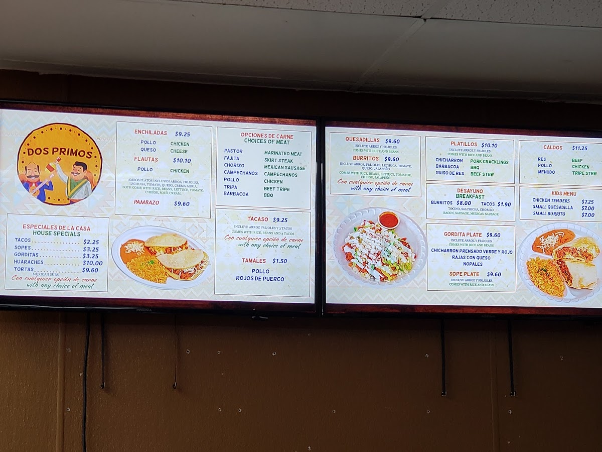 Menu Dos Primos Taqueria & Restaurant’S-3