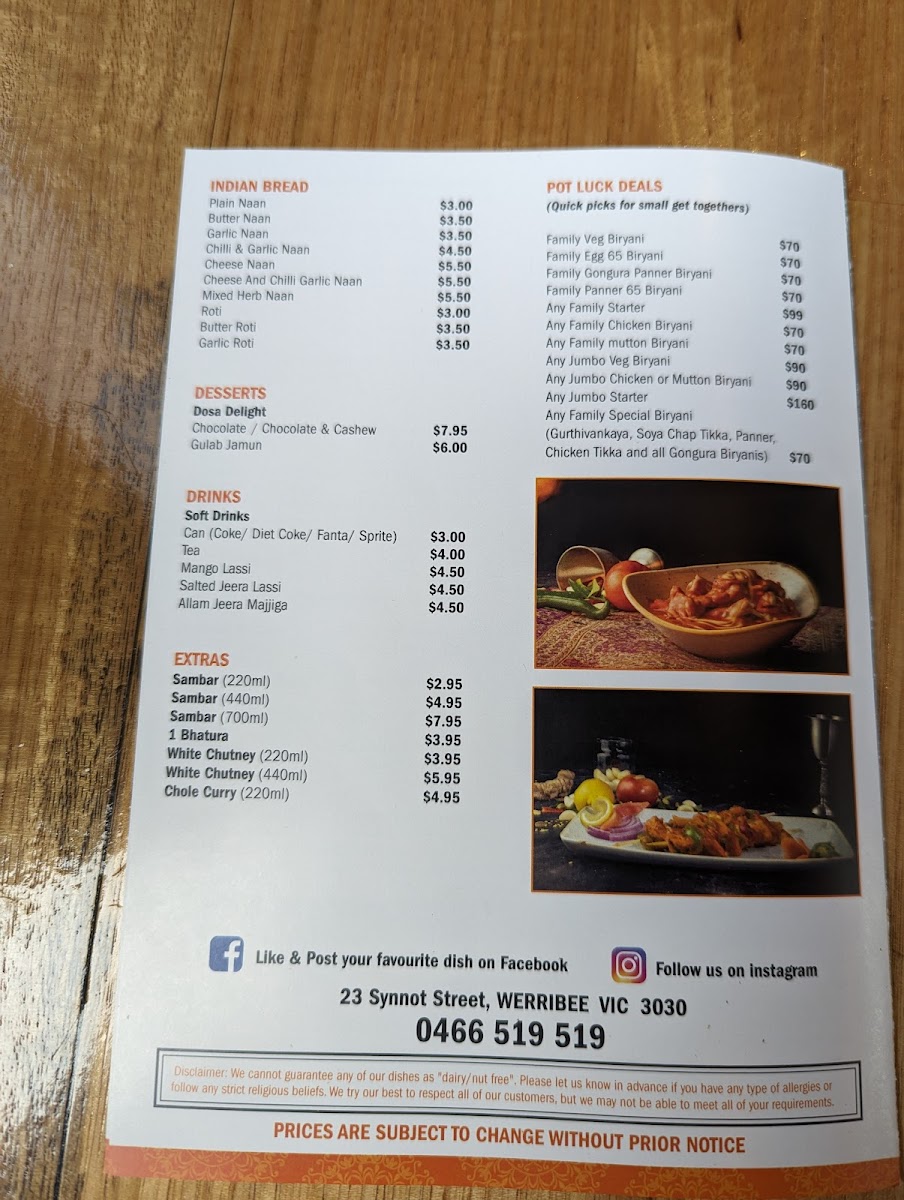 Menu Dosa Hut Indian Restaurant Werribee-8