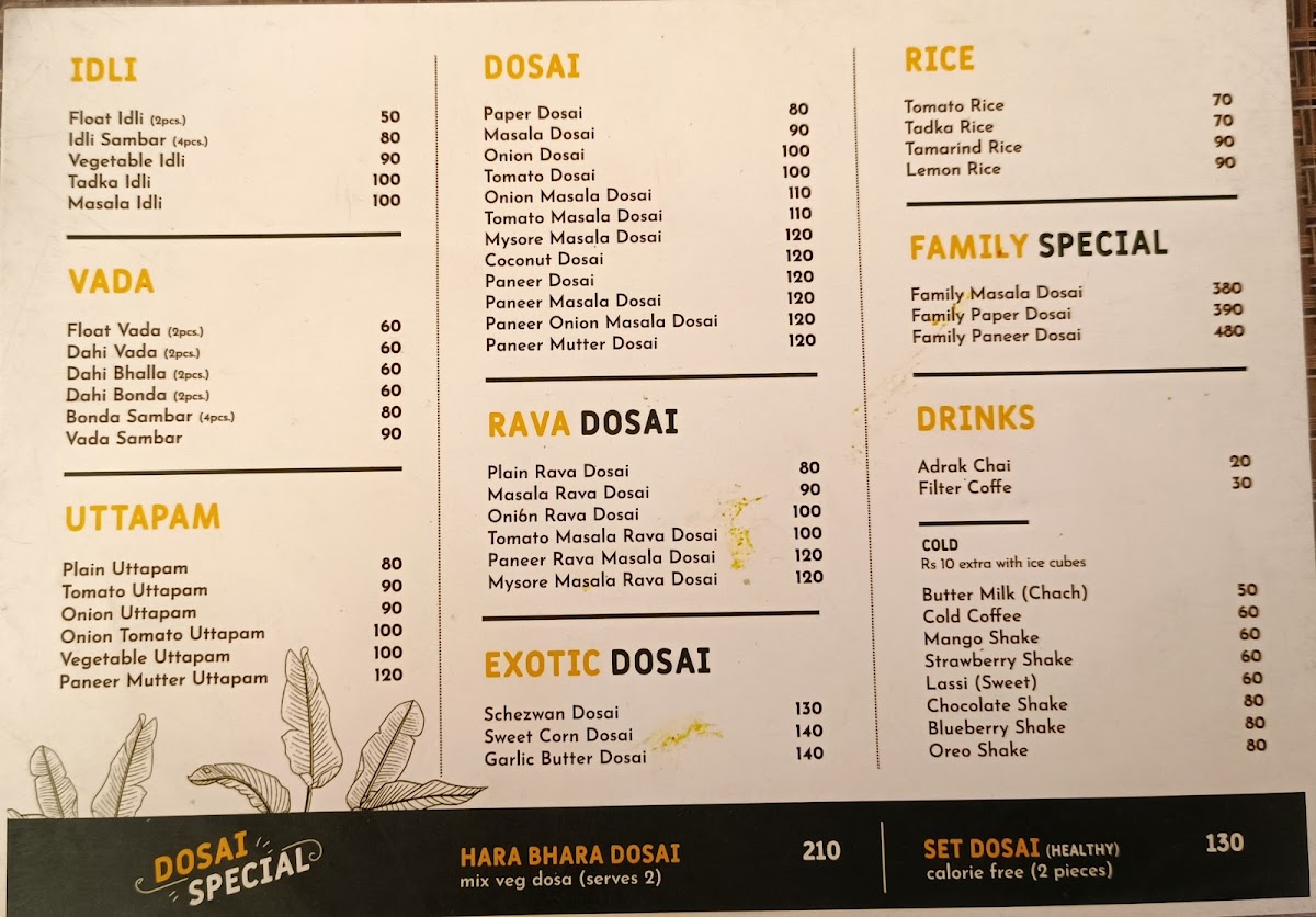 Menu Dosai A South Indian Restaurant-1
