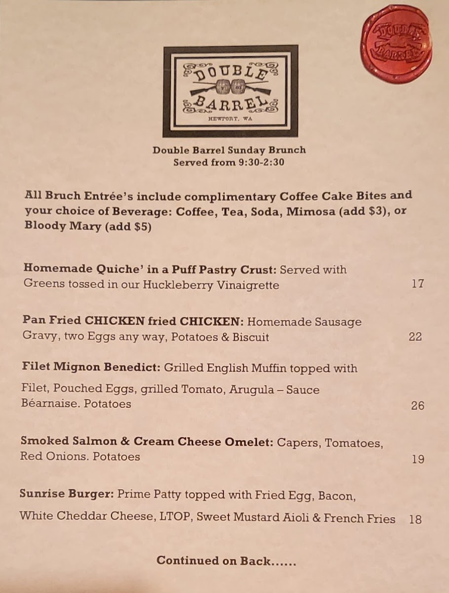 Menu Double Barrel Craft Kitchen And Taphouse-1