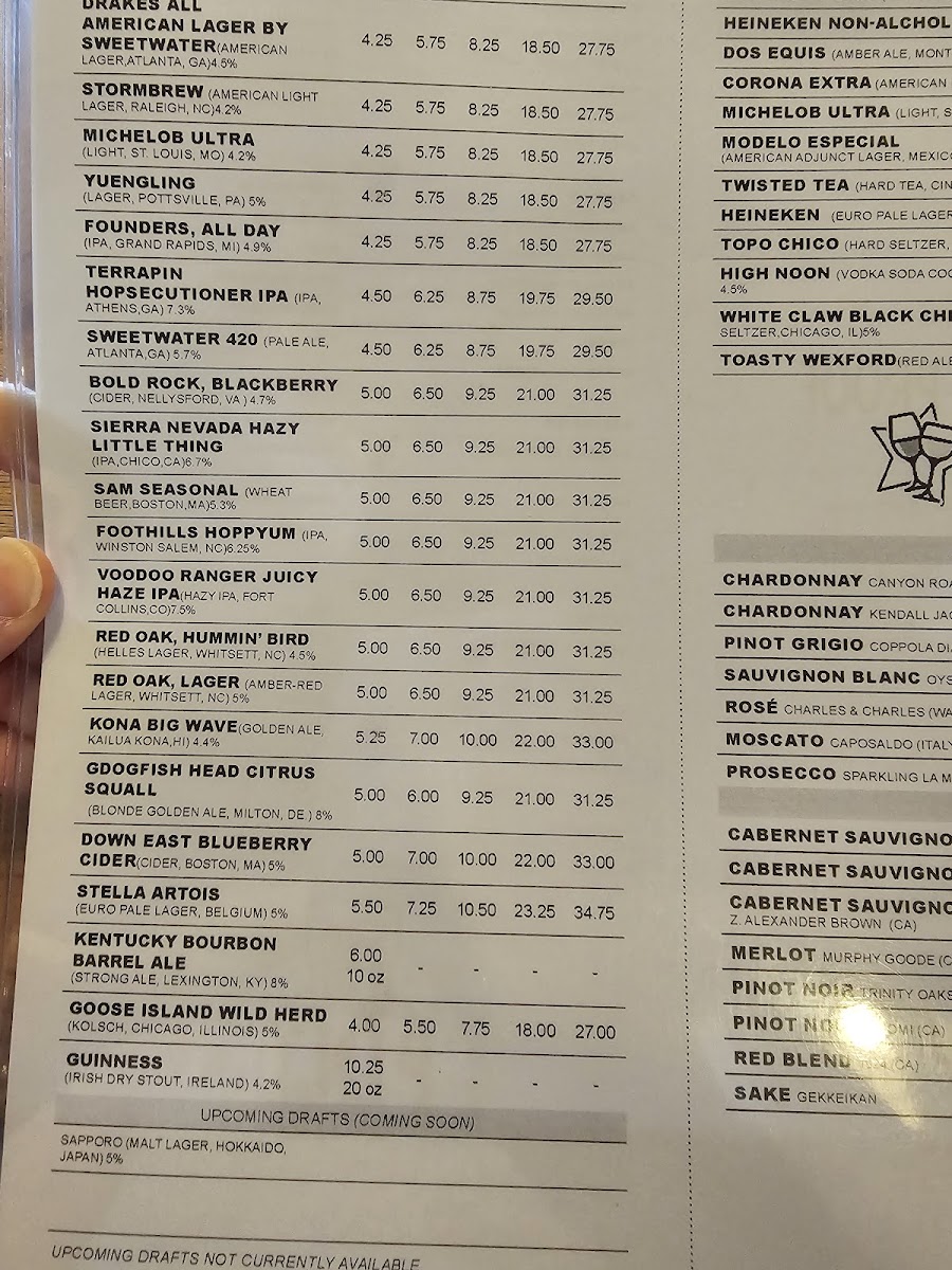 Menu Drake's Burlington-7