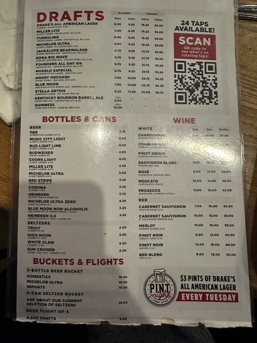 Menu Drake's Cool Springs-1