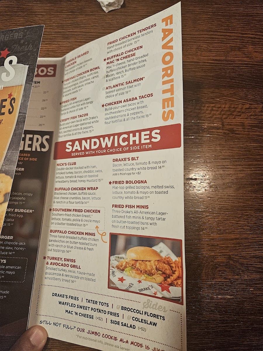 Menu Drake's Cool Springs-7