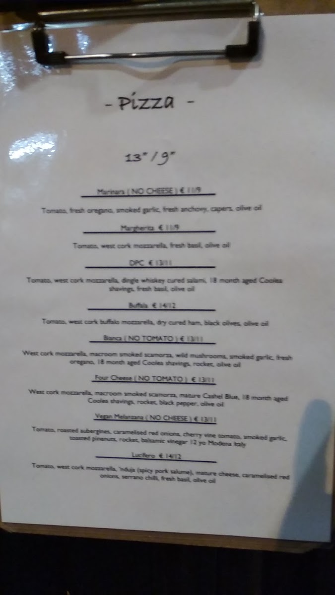 Menu Dublin Pizza Company Aungier St-10
