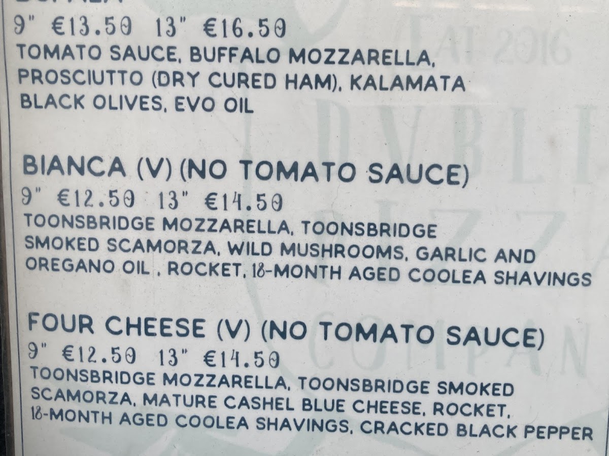 Menu Dublin Pizza Company Aungier St-4