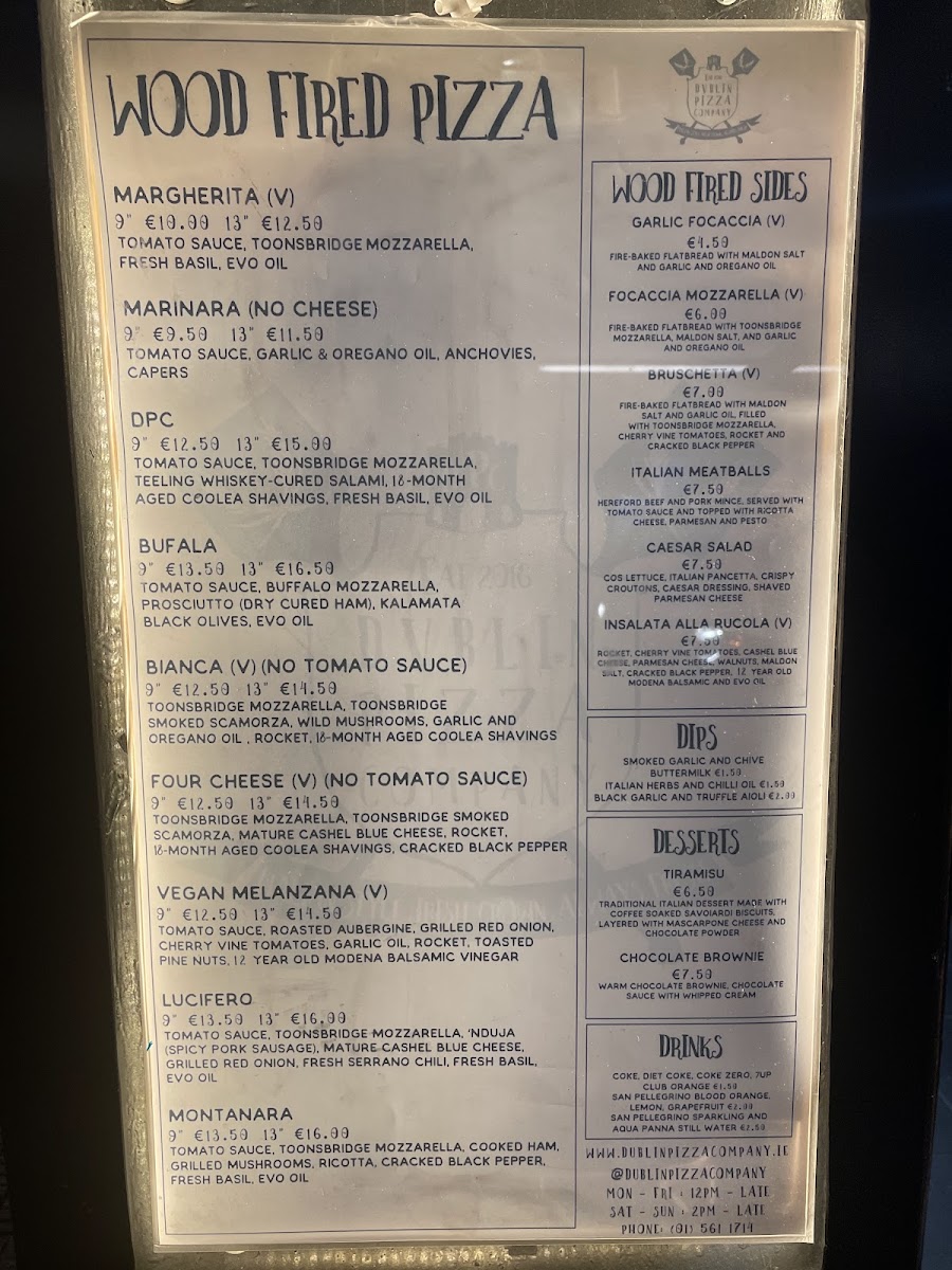 Menu Dublin Pizza Company Aungier St-5