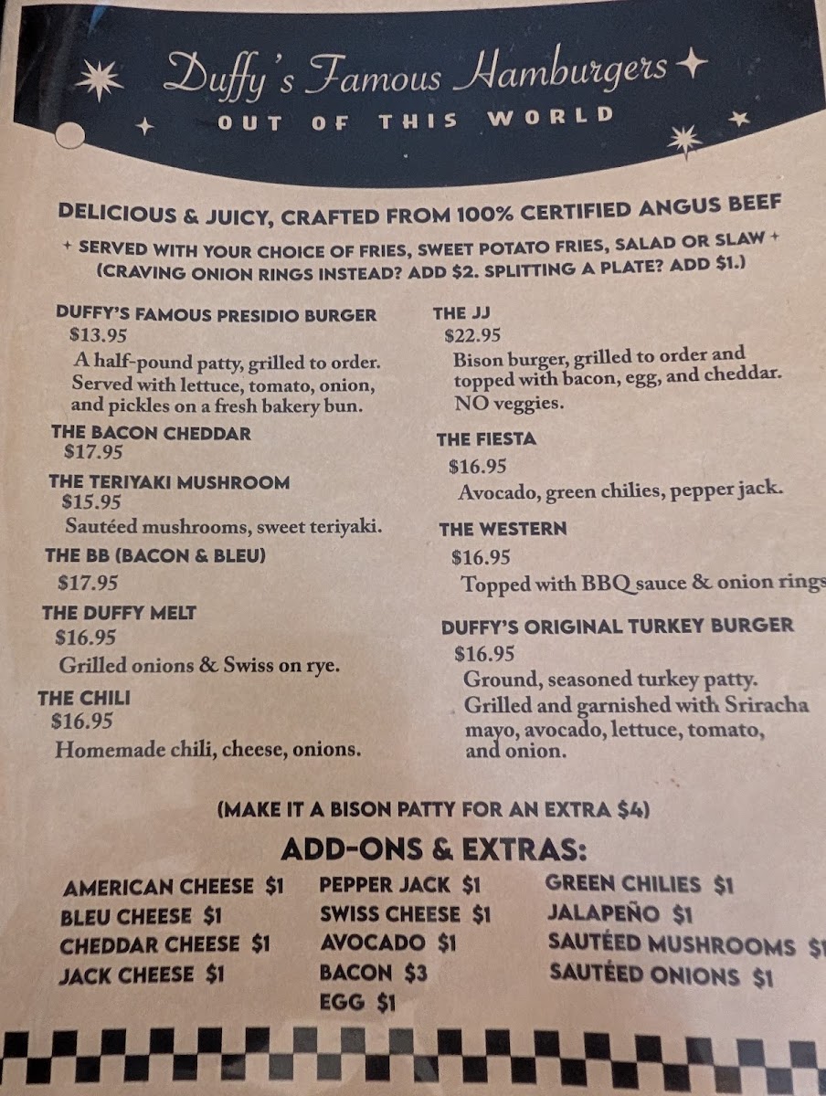 Menu Duffy's Tavern & Family Restaurant-1