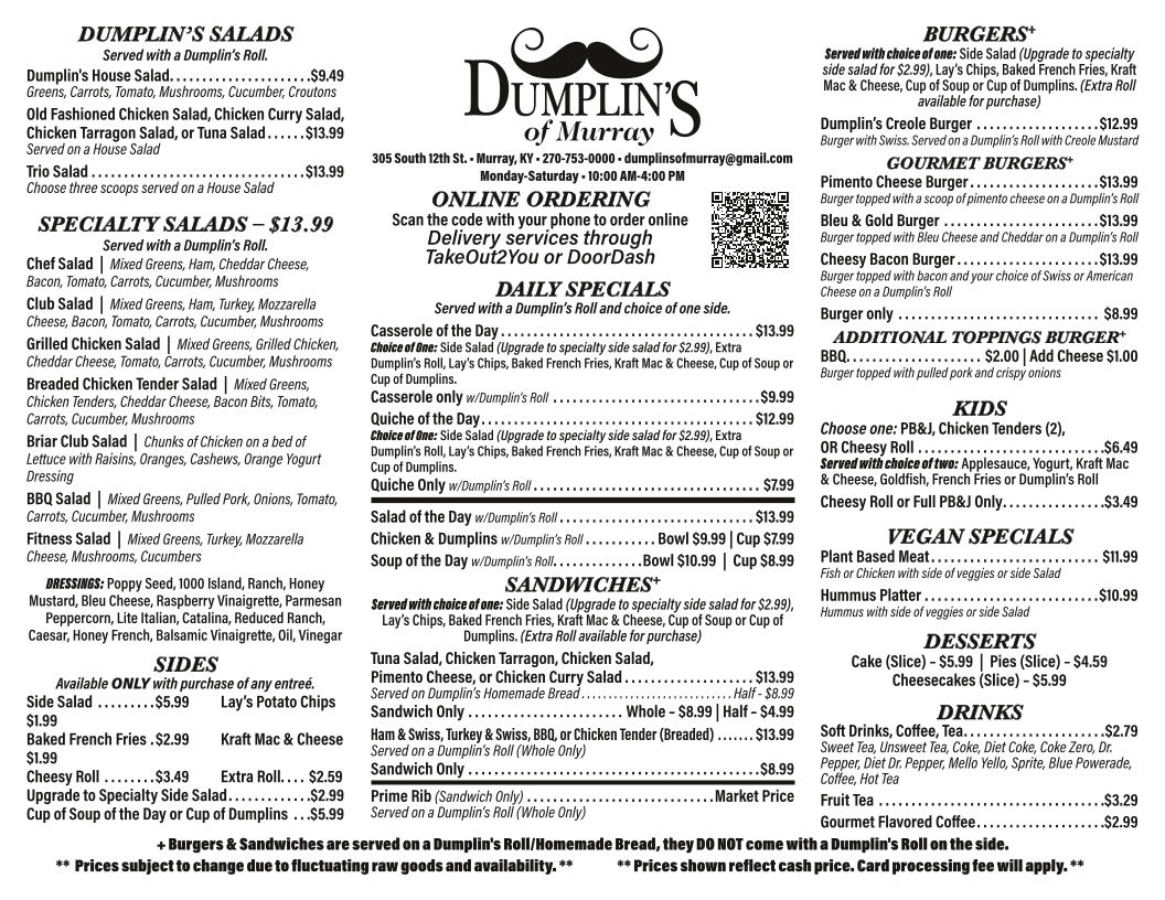 Menu Dumplin’S Of Murray-1