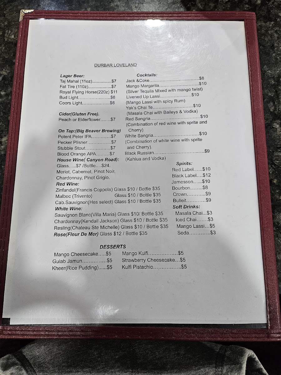 Menu Durbar Nepalese And Indian Bistro (Loveland)-4