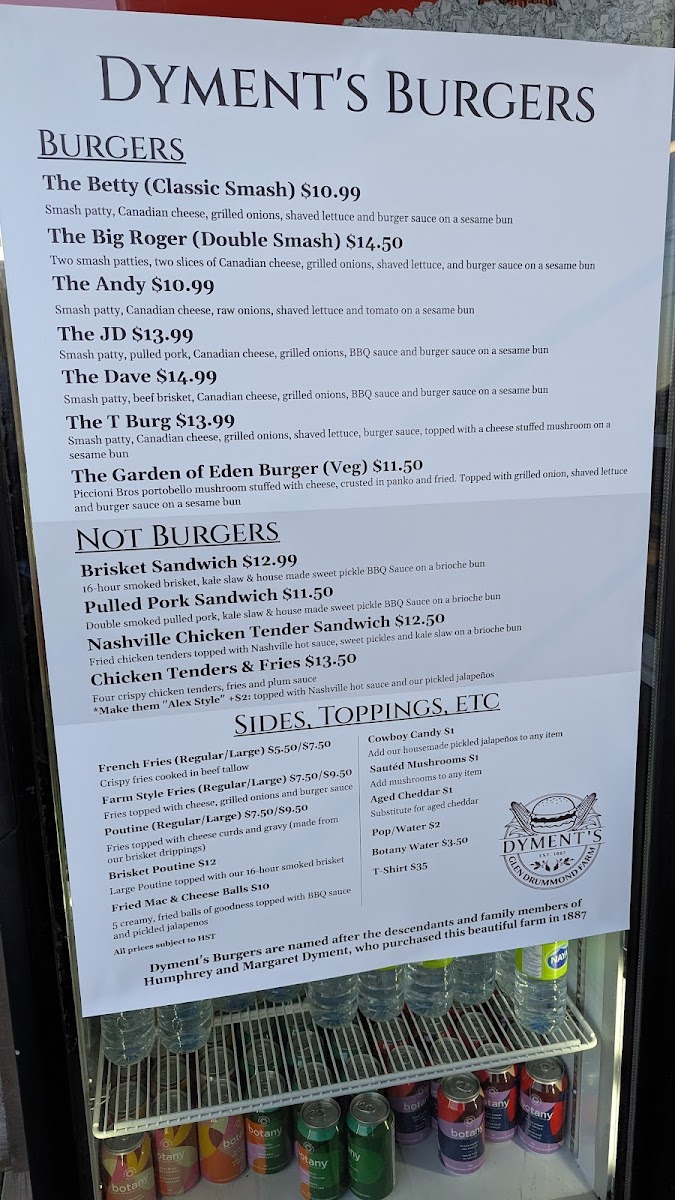 Menu Dyment's Burgers-1