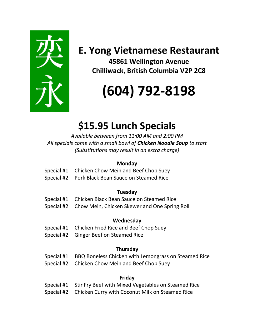 Menu E Yong Oriental Restaurant-3