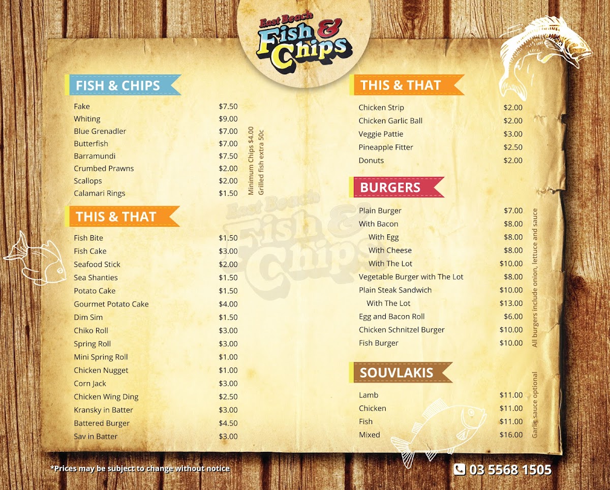 Menu East Beach Fish And Chips-4