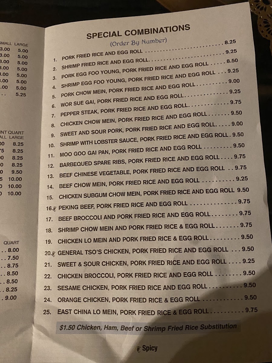 Menu East China Restaurant Carryout-9