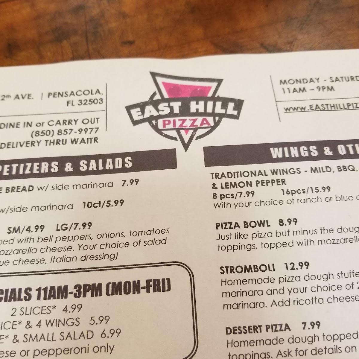 Menu East Hill Pizza-10