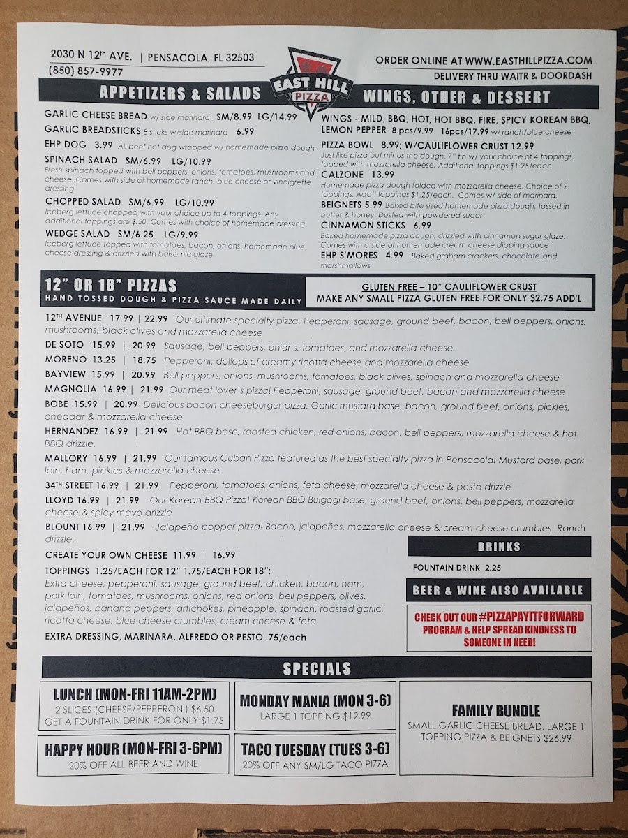 Menu East Hill Pizza-2