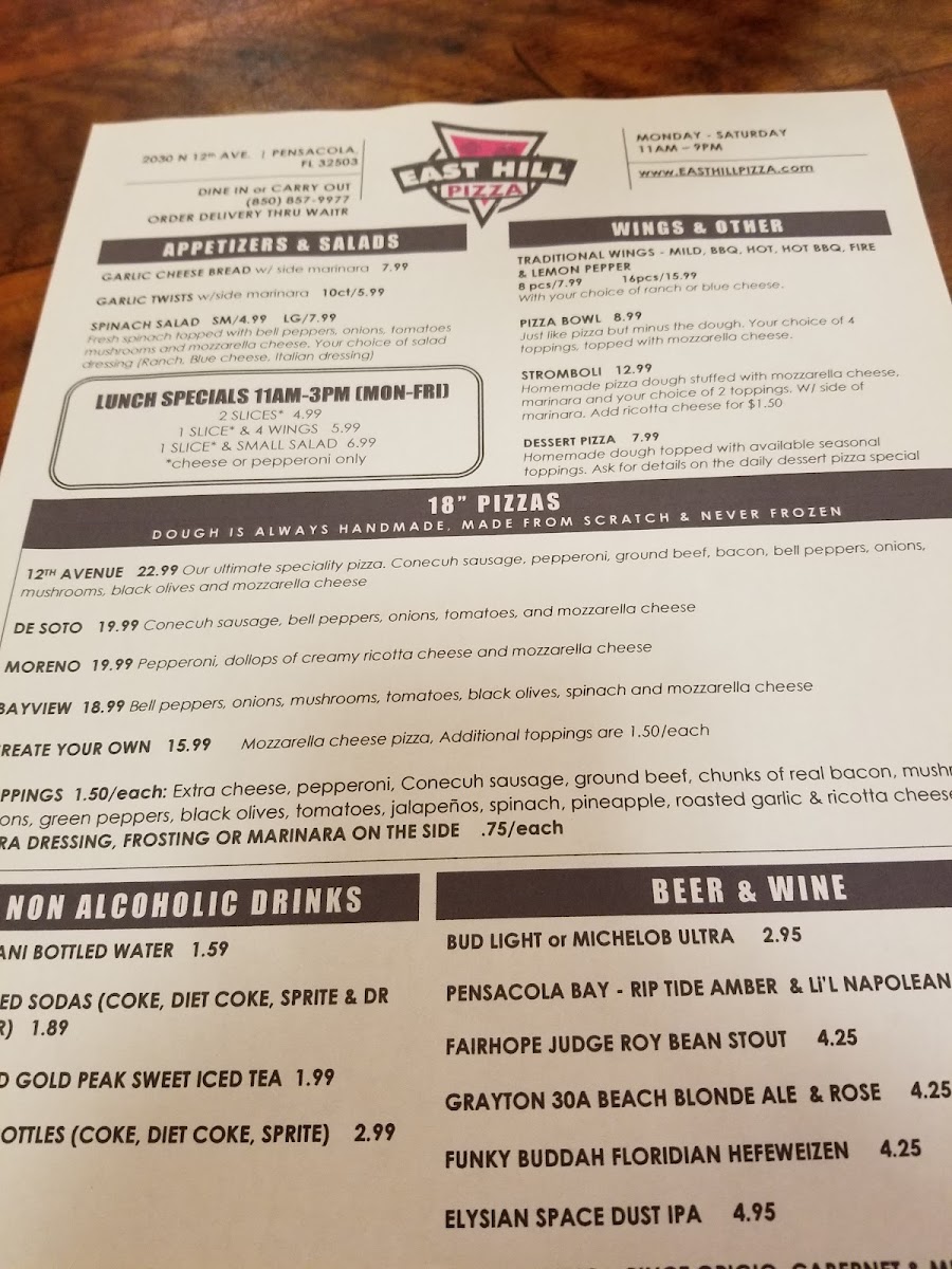 Menu East Hill Pizza-6