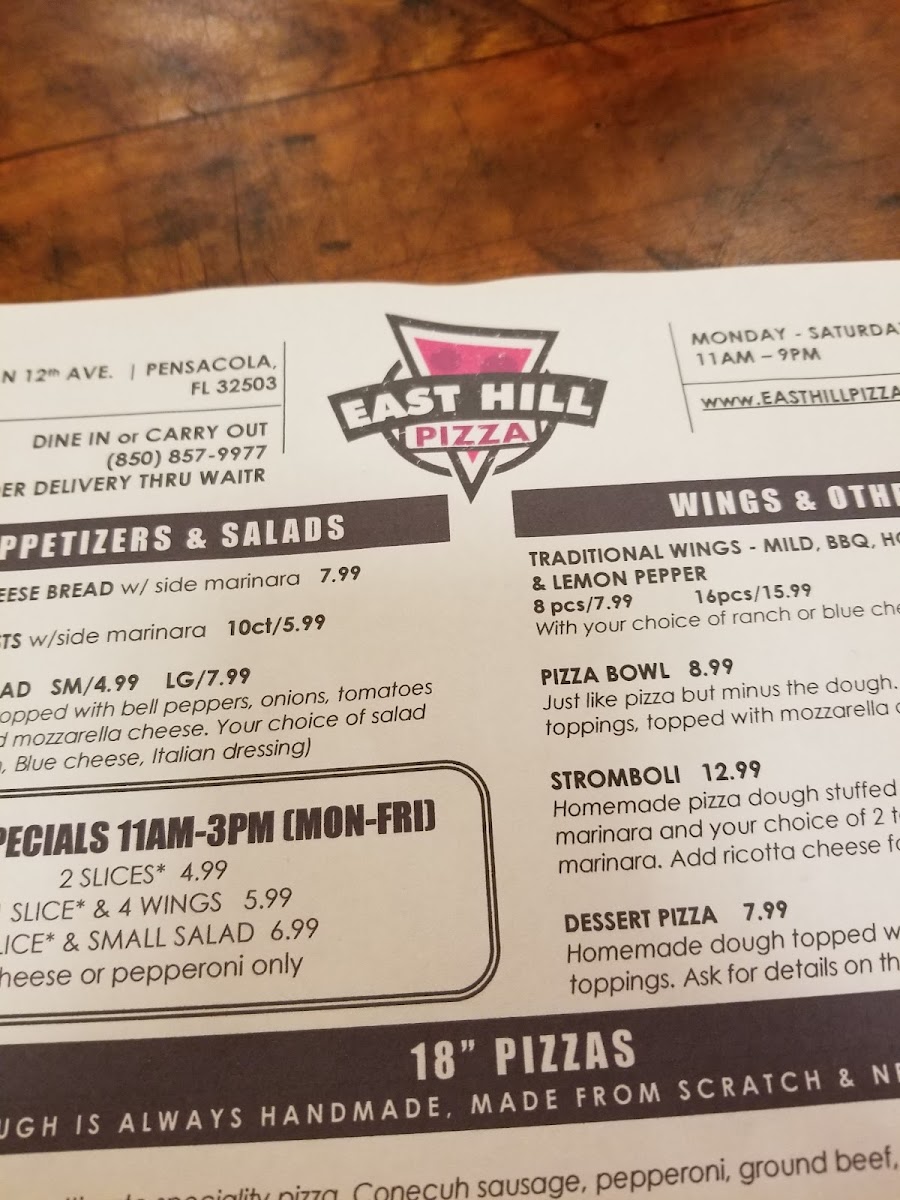 Menu East Hill Pizza-9