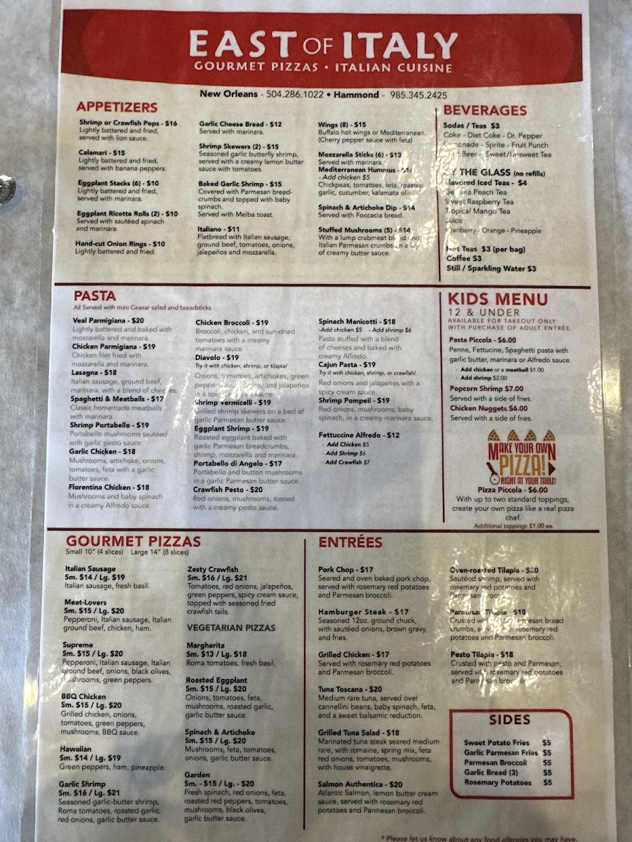 Menu East Of Italy-2