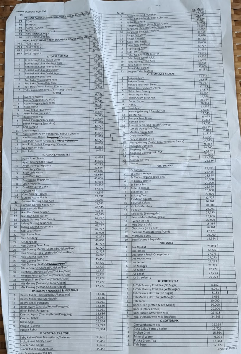 Menu Eastern Kopi Tm - Sms-3