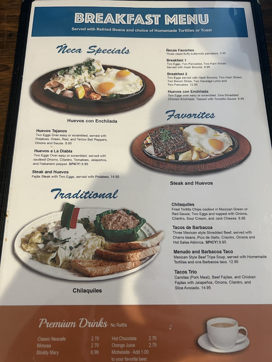 Menu Ñeca's Mexican Restaurant & Cantina - Fm 1463-1