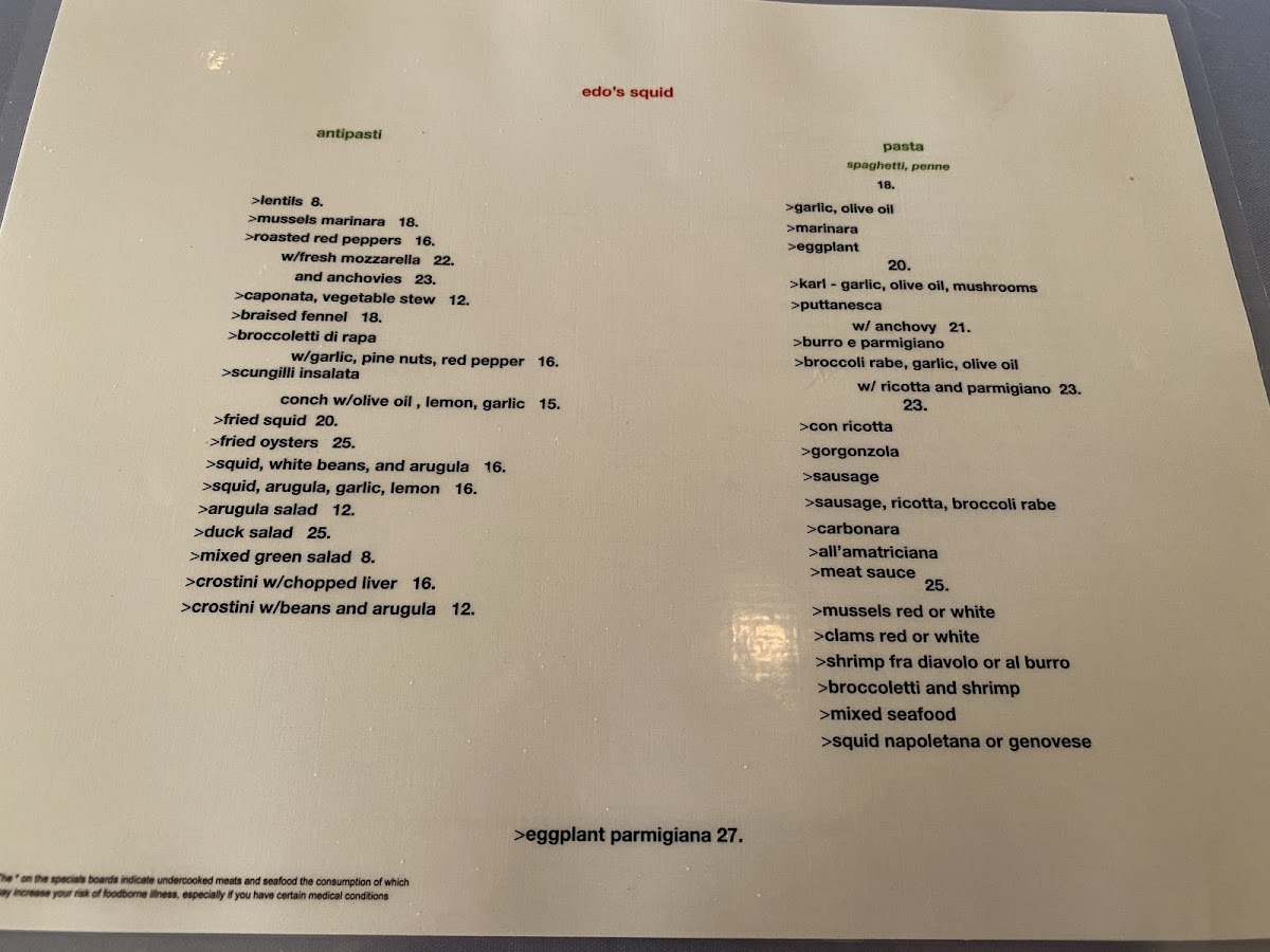 Menu Edo's Squid-3