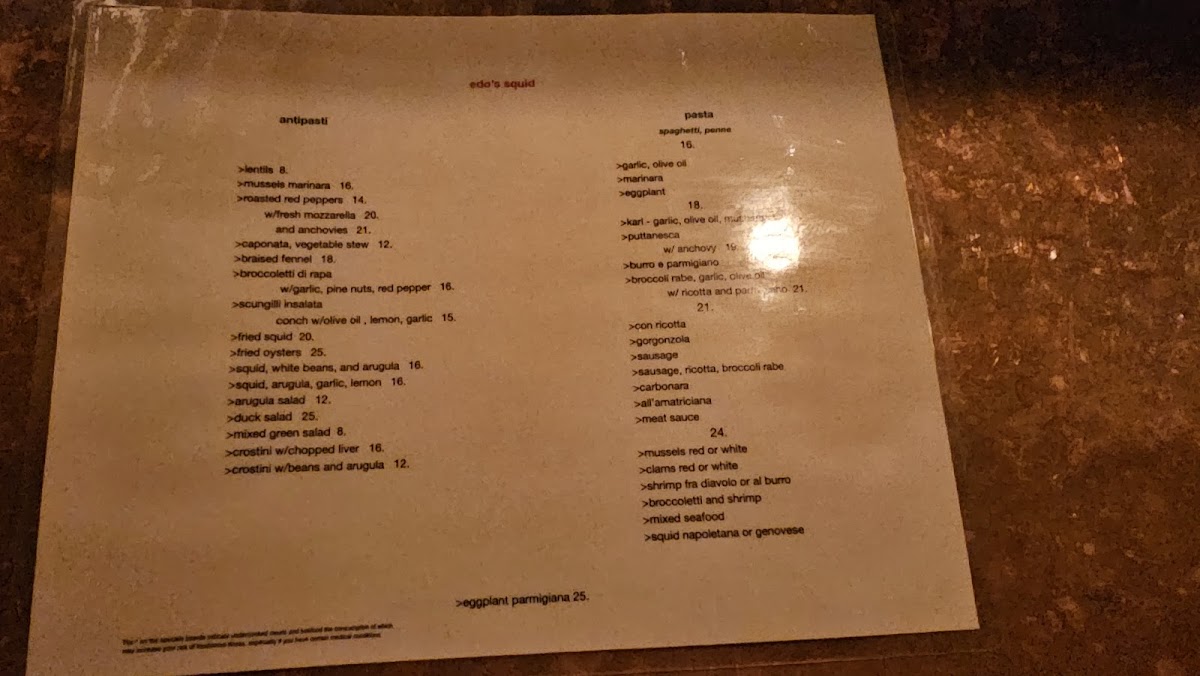 Menu Edo's Squid-4
