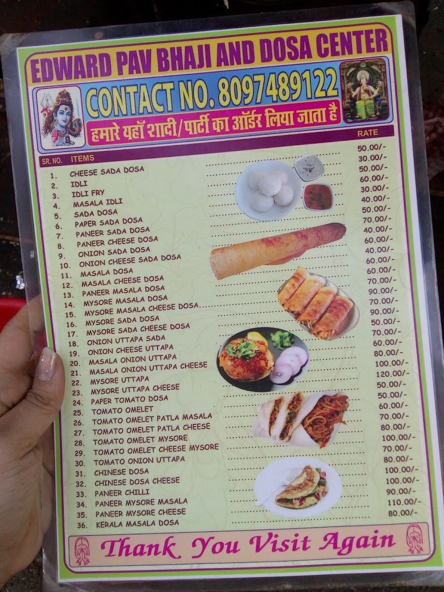 Menu Edward Dosa And Pav Bhaji-3