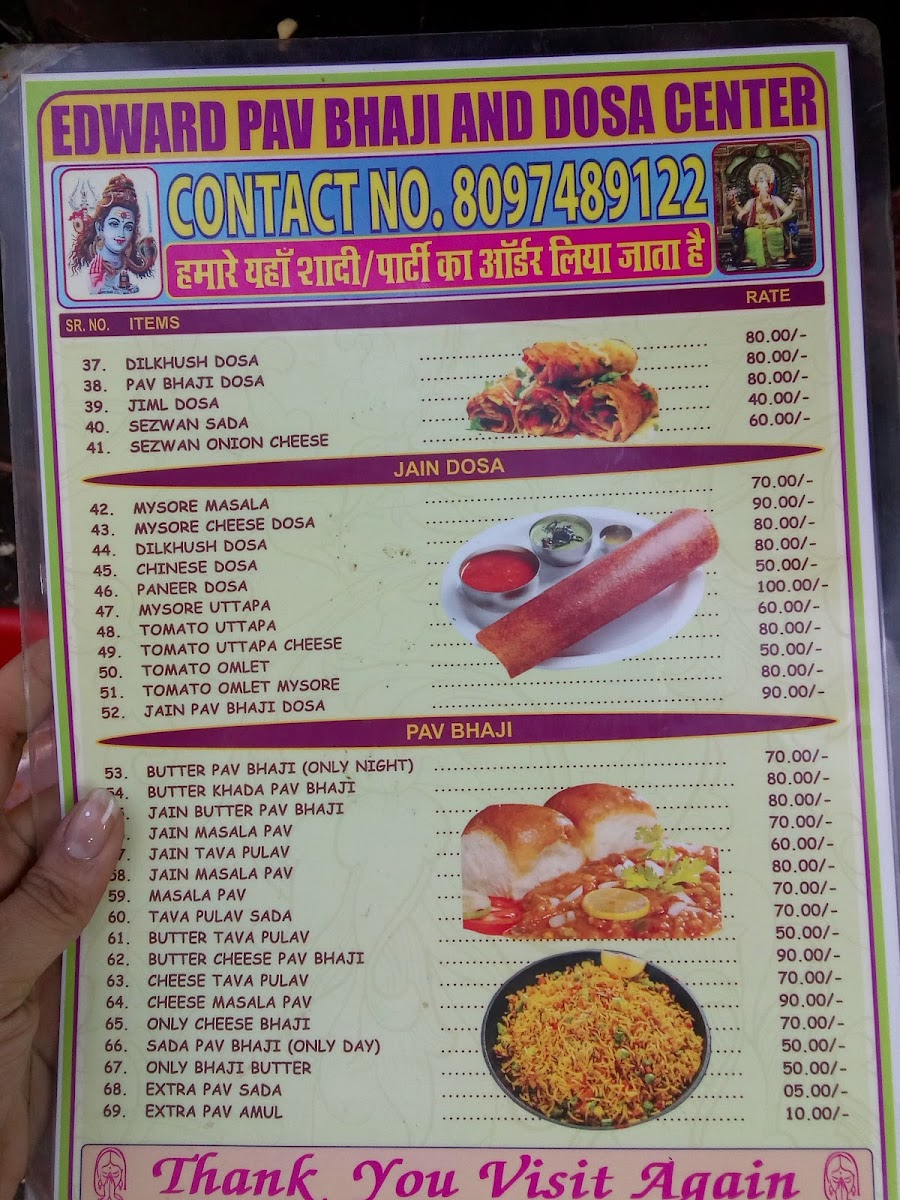 Menu Edward Dosa And Pav Bhaji-4