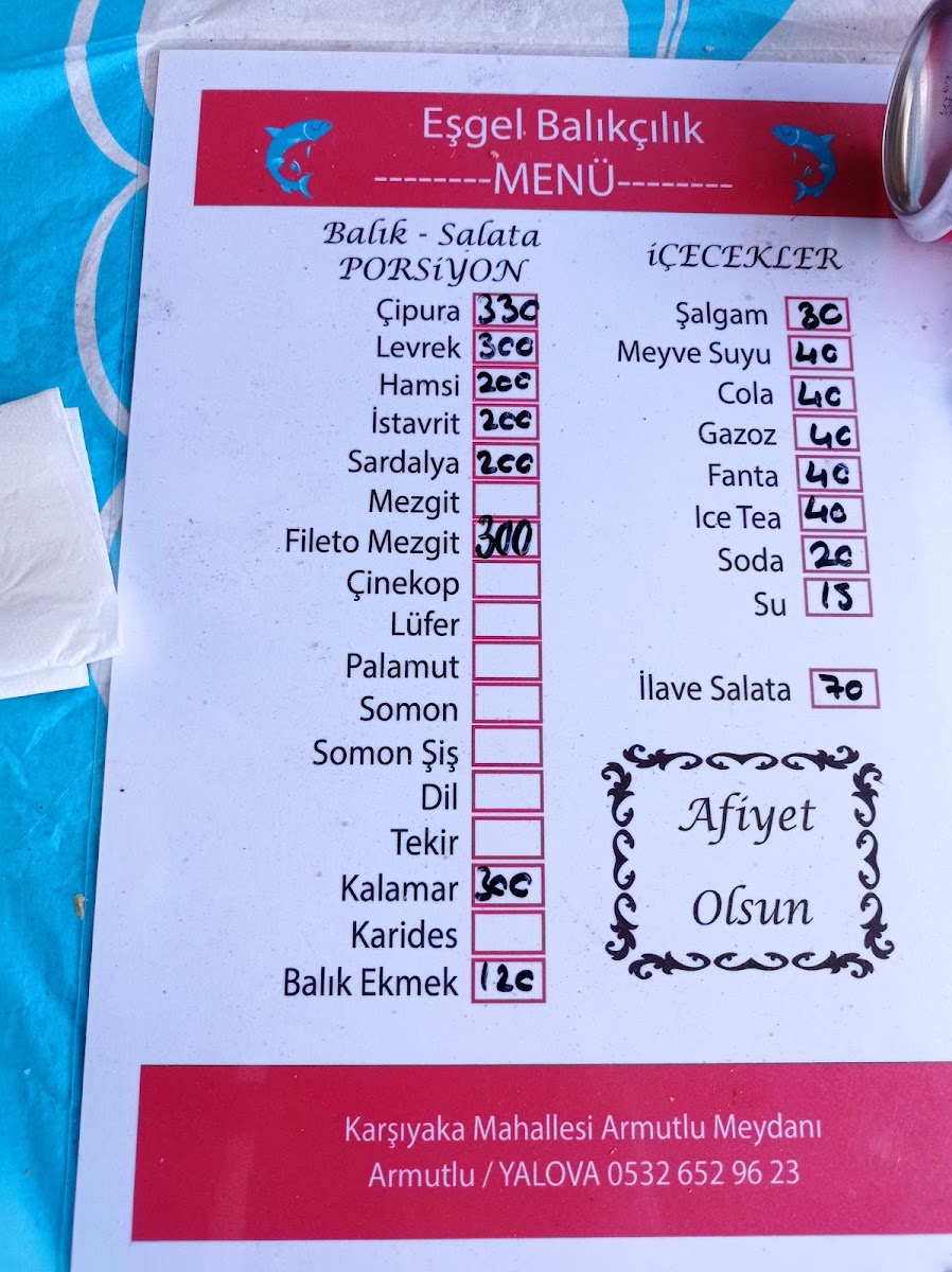 Menu Eşgel Balıkçılık-1