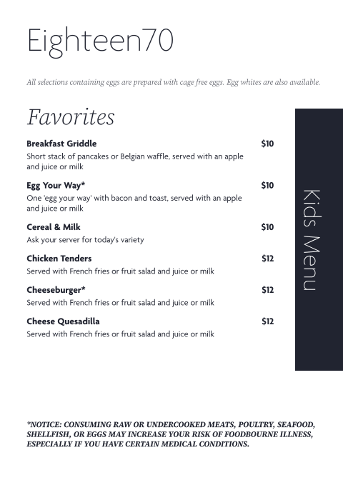 Menu Eighteen70 Restaurant & Bar-2