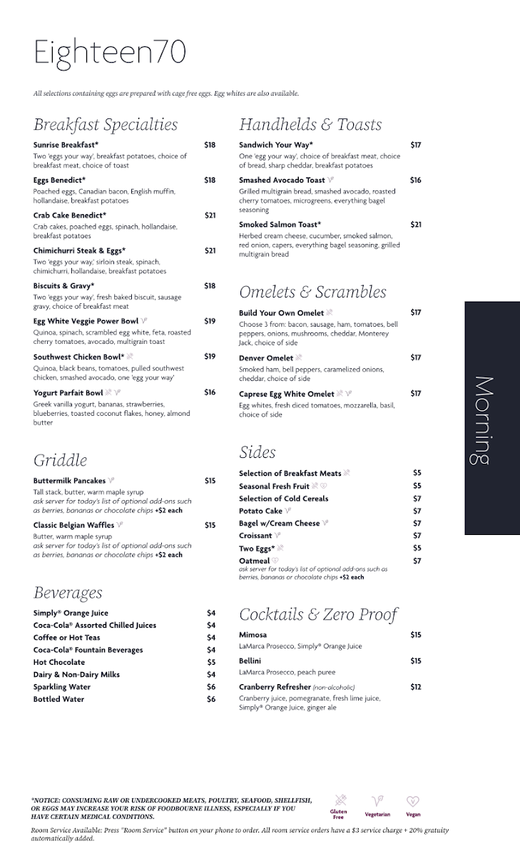 Menu Eighteen70 Restaurant & Bar-4