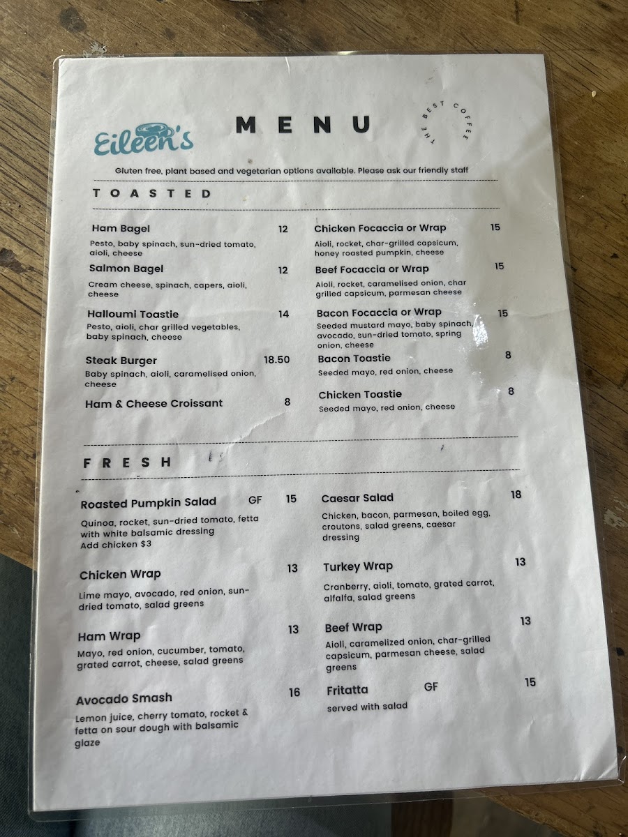 Menu Eileen's-1
